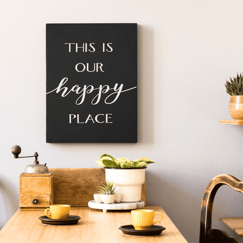 "This is Our Happy Place" Farmhouse Typography Canvas Art Print - 6.5"x8.5"
