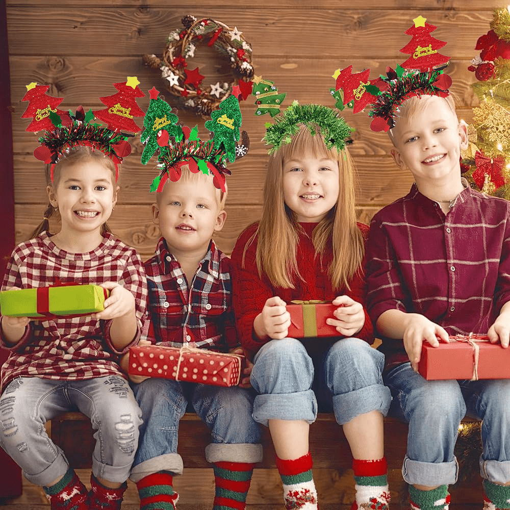 4 Pack Xmas Tree Headbands