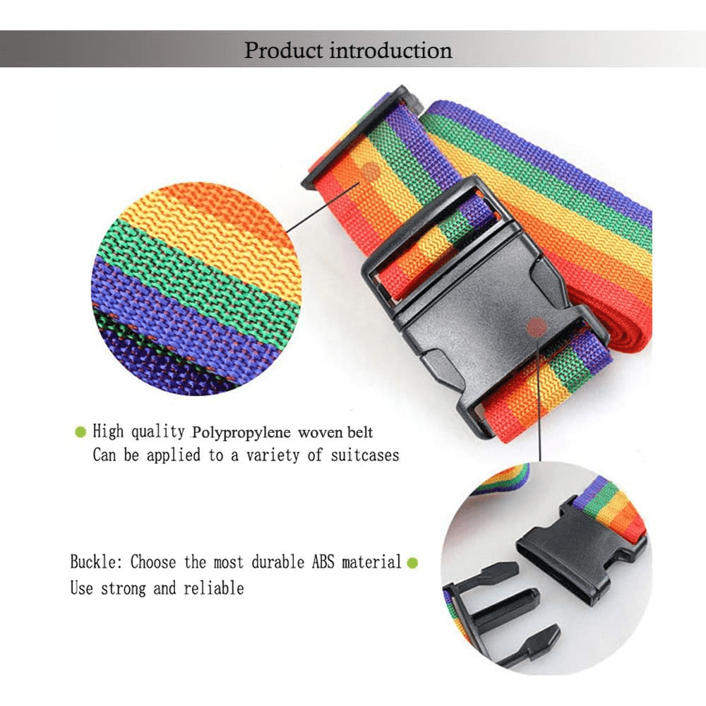 4 Pack TSA Approved Rainbow Heavy Duty Non-Slip Travel Luggage Straps