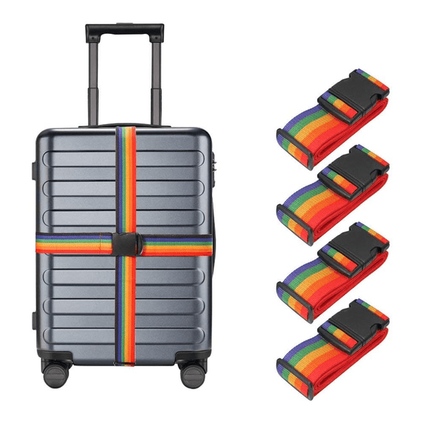 4 Pack TSA Approved Rainbow Heavy Duty Non-Slip Travel Luggage Straps