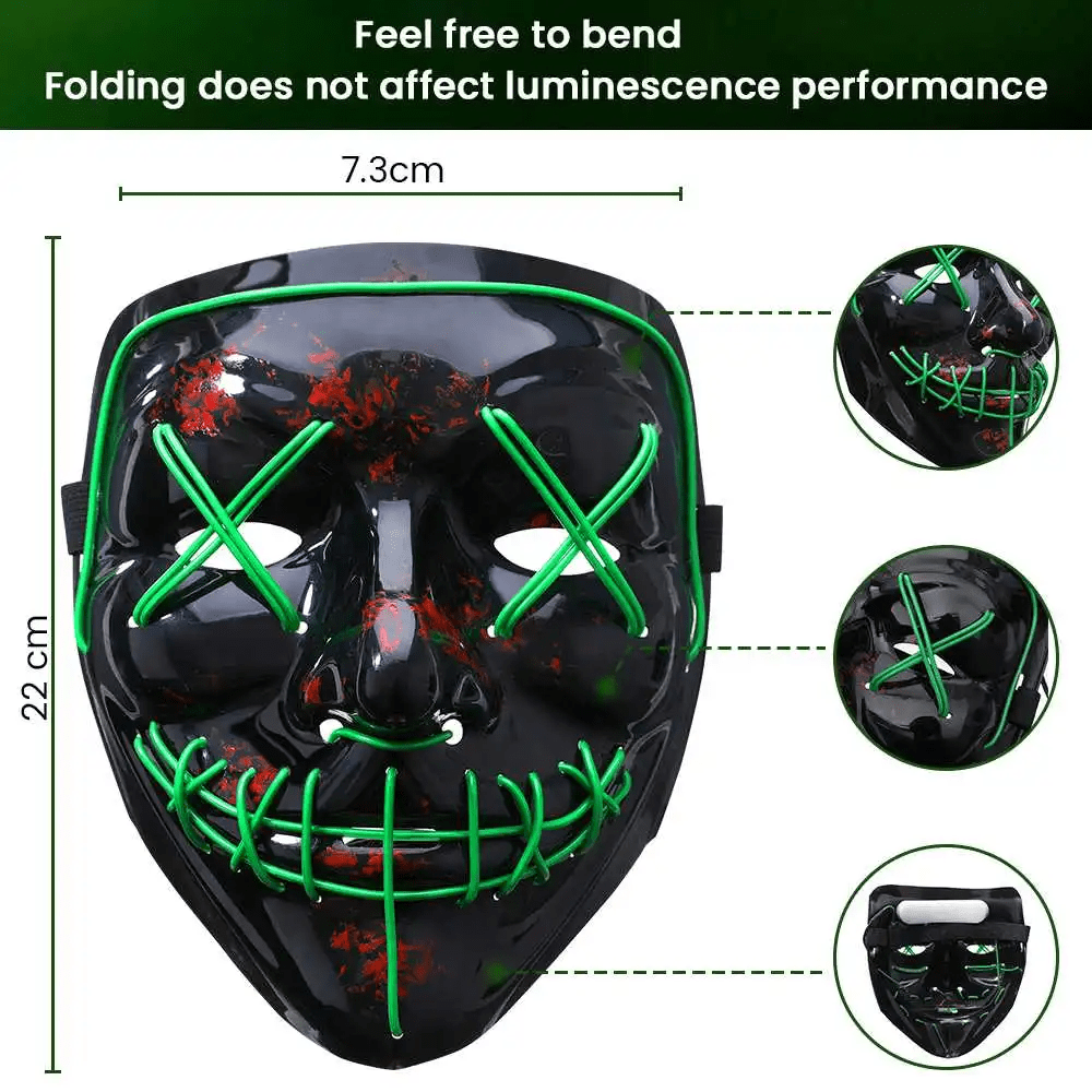2 Pack LED Glow in the Dark Halloween Masks