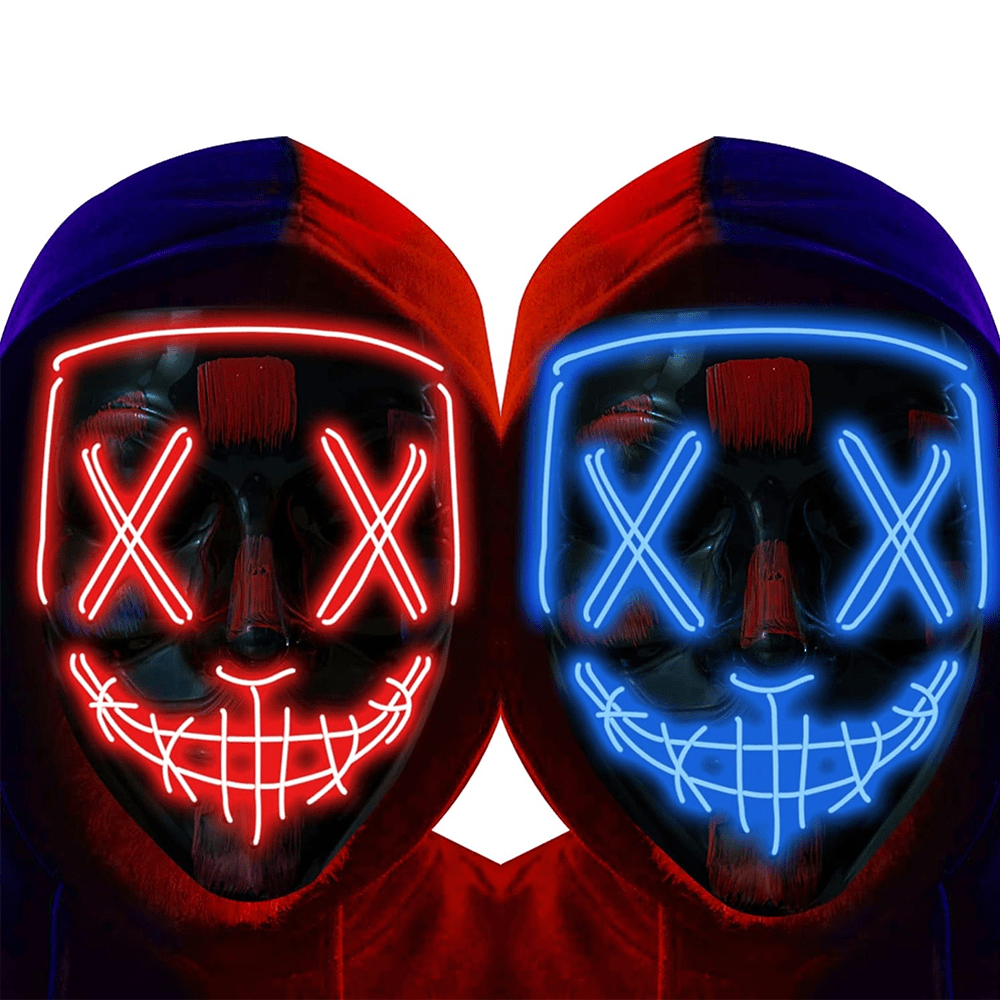 2 Pack LED Glow in the Dark Halloween Masks