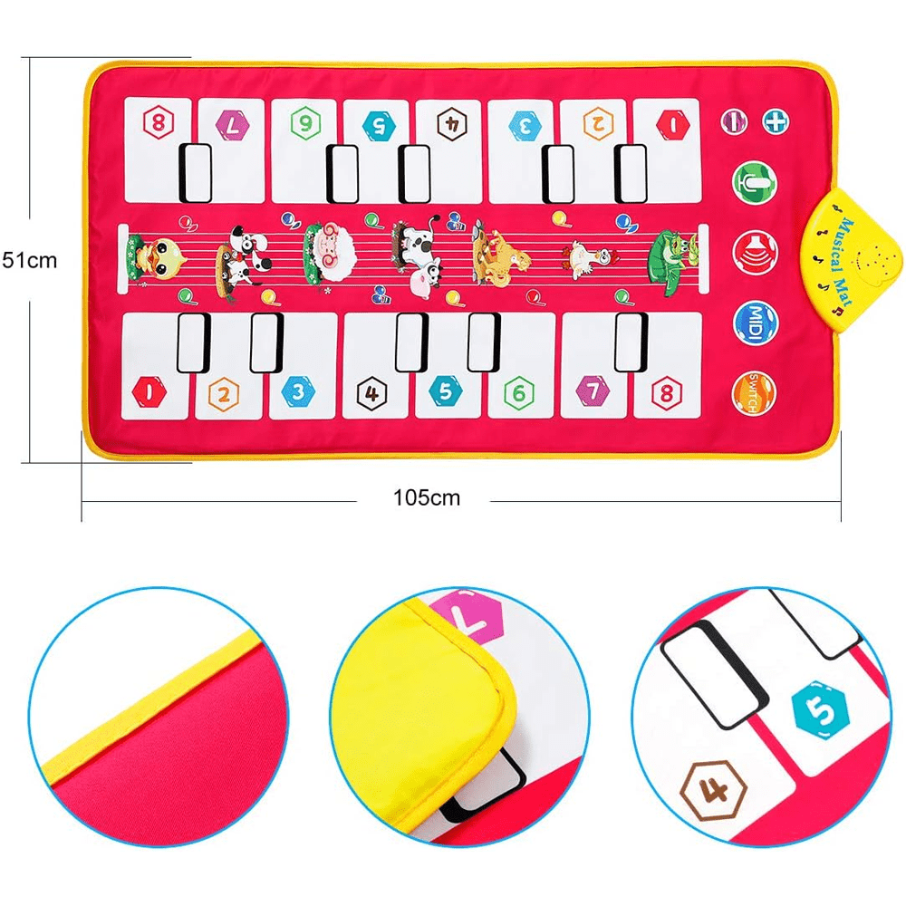 KIDS PIANO DANCE MAT WITH 7 ANIMAL SOUNDS