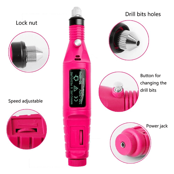 PROFESSIONAL ELECTRIC NAIL FILE WITH 6 PIECES NAIL DRILL BITS