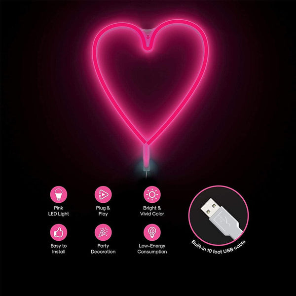 Pink Heart Neon LED Wall Light