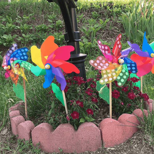 6 Pack Colorful Garden Wind Wheel Spinners