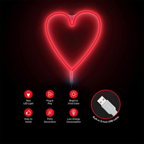 Red Heart Neon LED Wall Light