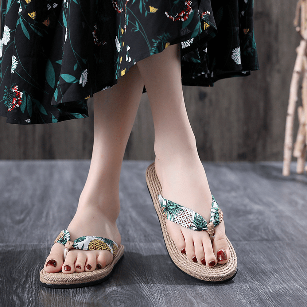Korean Cotton Linen Flip Flops