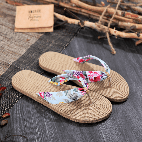 Korean Cotton Linen Flip Flops