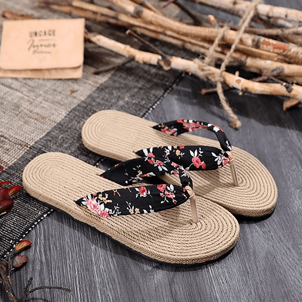 Korean Cotton Linen Flip Flops