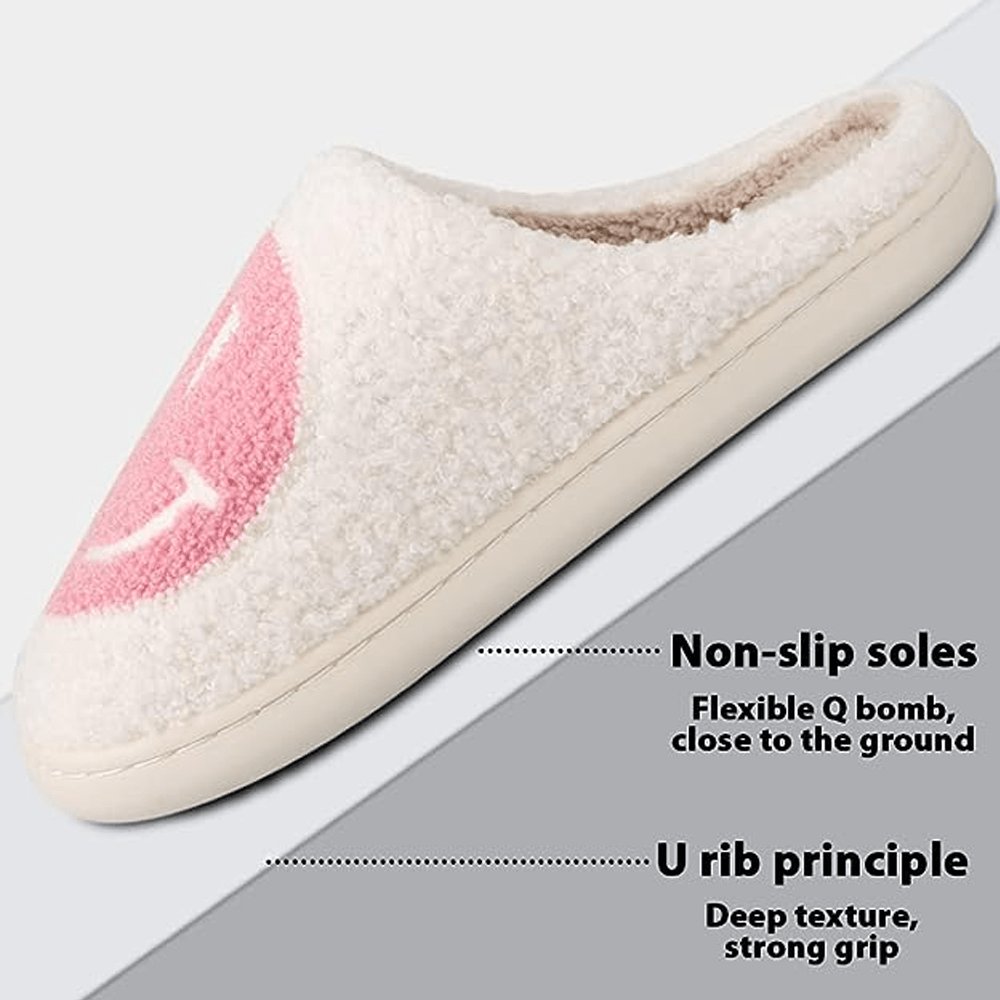 Super Comfy Glee Glide Happy Face Fuzzy Slippers