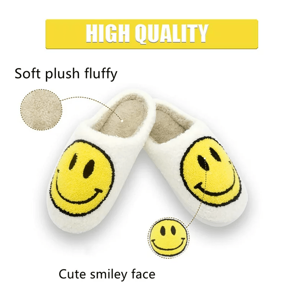 Super Comfy Glee Glide Happy Face Fuzzy Slippers