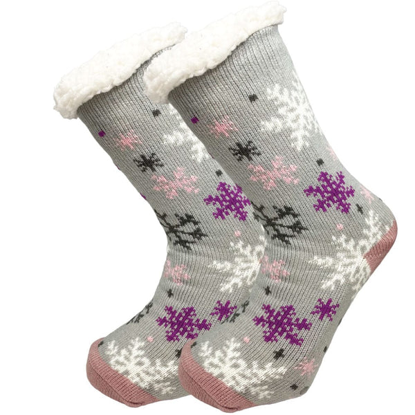 Winter Sherpa Thermal Socks snowflake Pattern  Warm Cozy Soft Multicolor for men and women