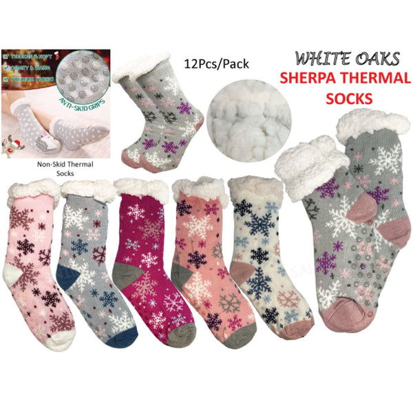 Winter Sherpa Thermal Socks snowflake Pattern  Warm Cozy Soft Multicolor for men and women