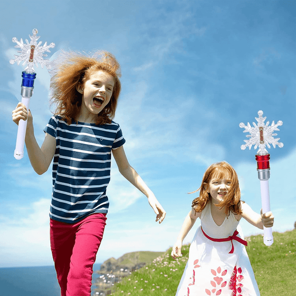 2 Pack Rotating Light-Up Magic Snowflake Wands, Light Up Toys For Kids