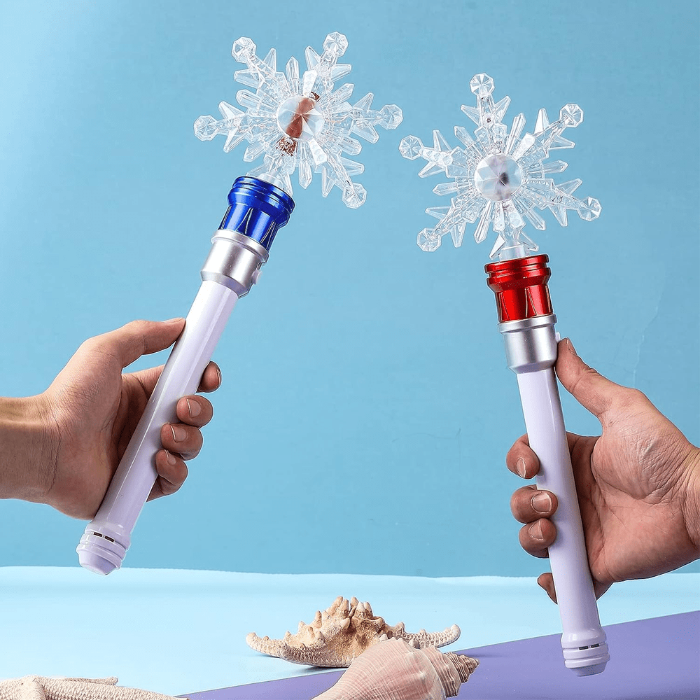 2 Pack Rotating Light-Up Magic Snowflake Wands, Light Up Toys For Kids