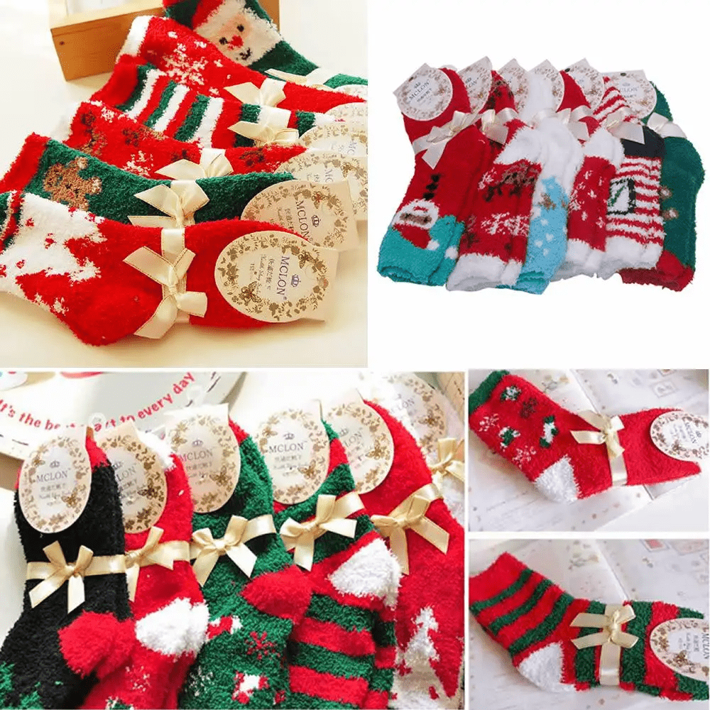 6 Pairs Fluffy Winter Christmas Socks