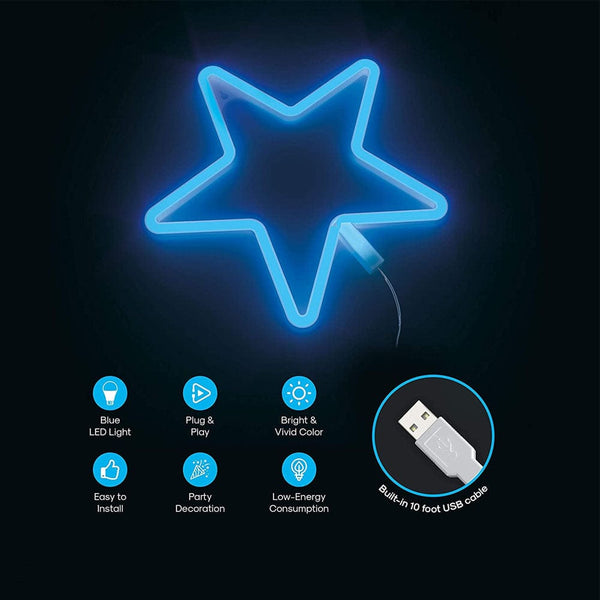 Blue Star Neon LED Wall Light