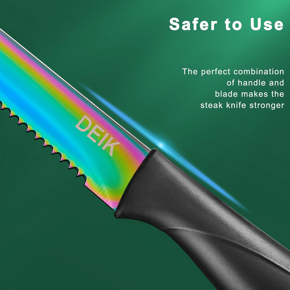 Set of 8 Rainbow Titanium Plated Steak Knives