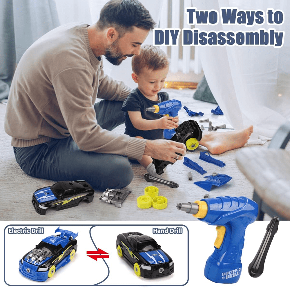 2-IN-1 STEM BUILDING CONSTRUCTION TOYS CAR WITH ELECTRIC DRILL TOOL, LIGHTS & SOUNDS