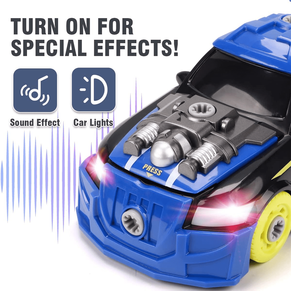 2-IN-1 STEM BUILDING CONSTRUCTION TOYS CAR WITH ELECTRIC DRILL TOOL, LIGHTS & SOUNDS