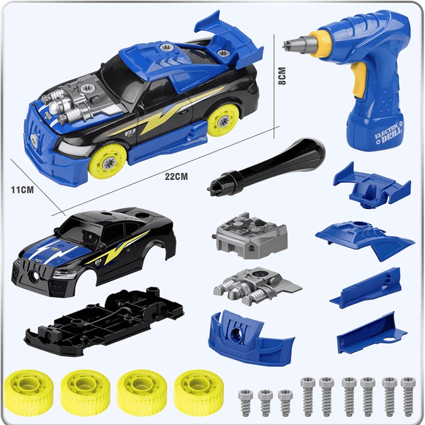2-IN-1 STEM BUILDING CONSTRUCTION TOYS CAR WITH ELECTRIC DRILL TOOL, LIGHTS & SOUNDS