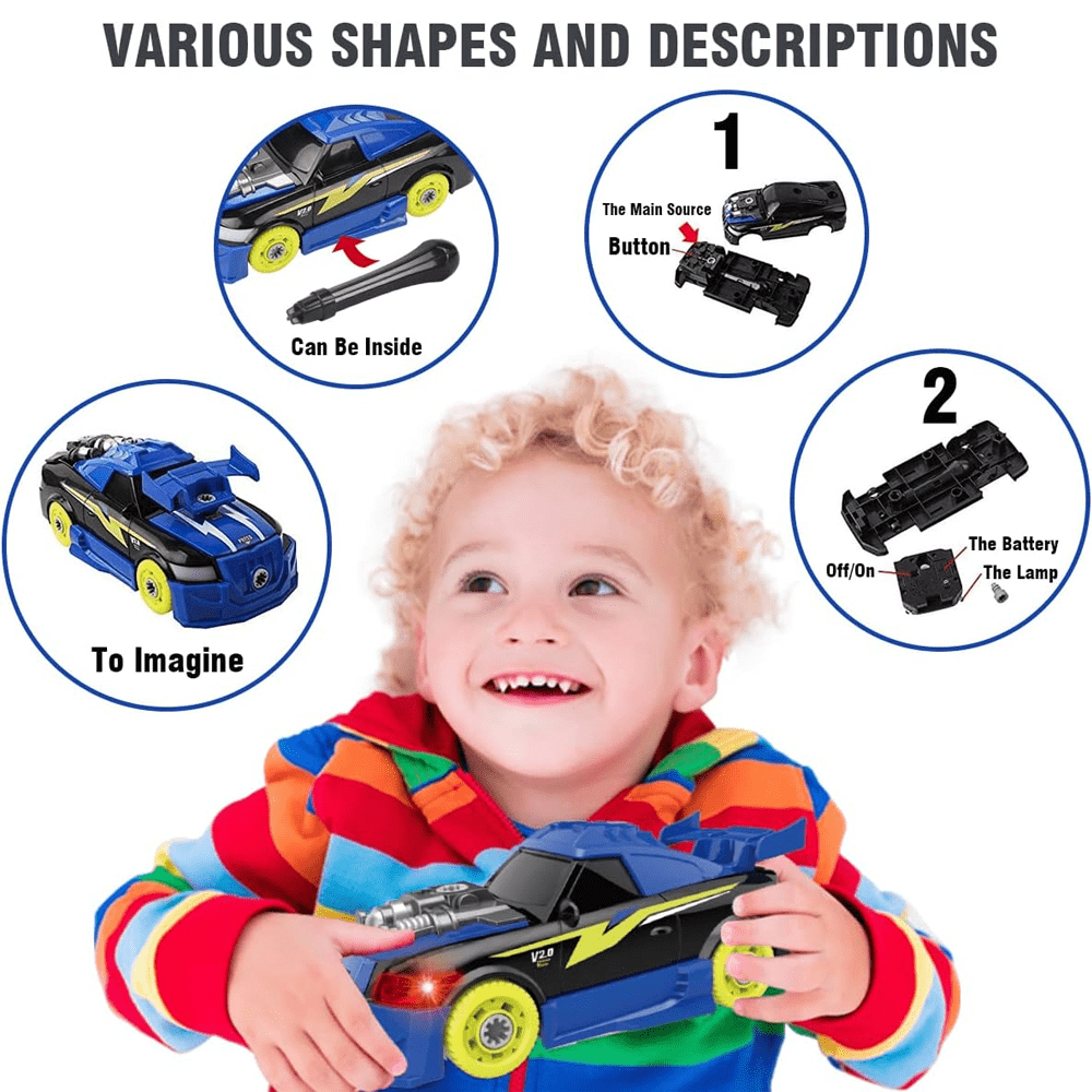 2-IN-1 STEM BUILDING CONSTRUCTION TOYS CAR WITH ELECTRIC DRILL TOOL, LIGHTS & SOUNDS