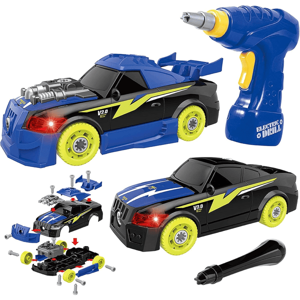 2-IN-1 STEM BUILDING CONSTRUCTION TOYS CAR WITH ELECTRIC DRILL TOOL, LIGHTS & SOUNDS