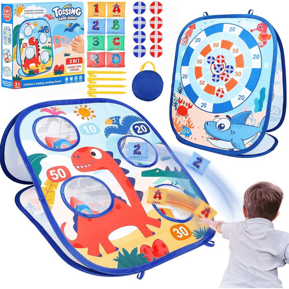 3-in-1 Dinosaur Bean Bag Tossing Game Board