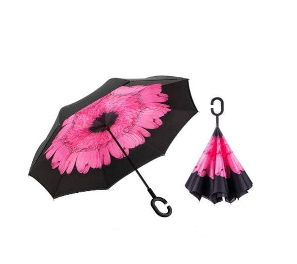 Pink Flower Reversible Umbrella