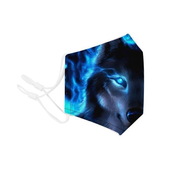2 Pack: Washable Cotton Fire Wolf Fashion Mask with Filter Pocket
