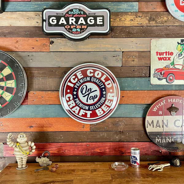 Ice Cold Craft Beer On Tap Dome Shaped Metal Sign