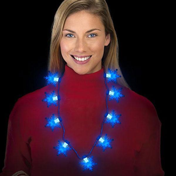 3 Pack LED Snowflakes Holiday Party Necklace