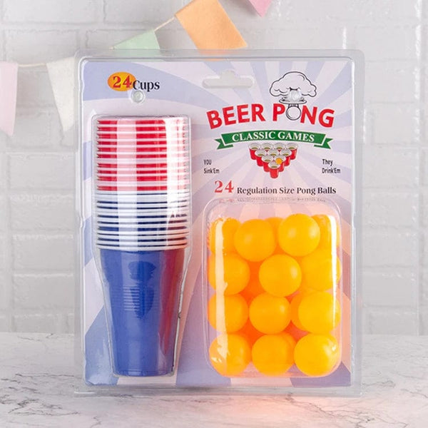 Drinking Game - Beer Pong Games Set - 24 Cups - Large