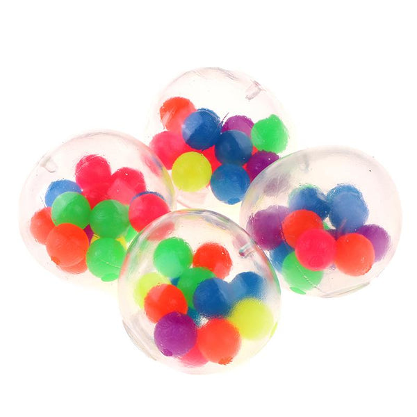 Mesh Squish Ball Rainbow Colours - Light Up - 6 Pack