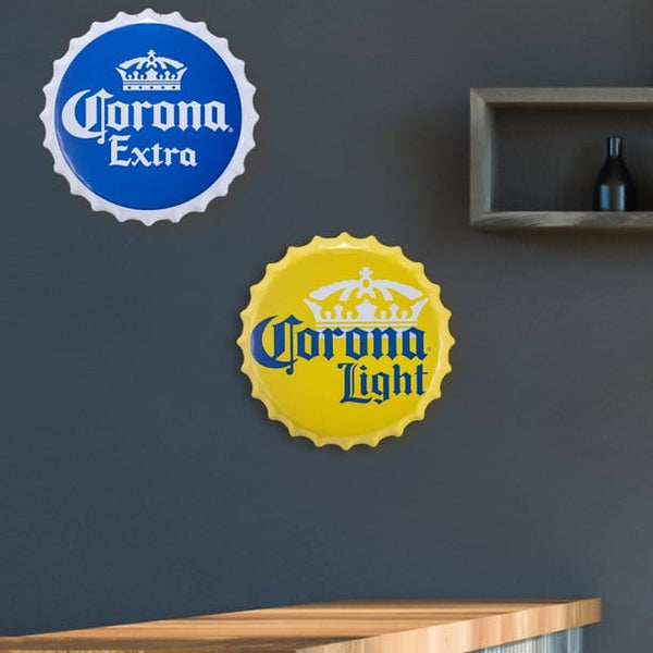 Metal Sign Bottle Cap - Corona Light Orange