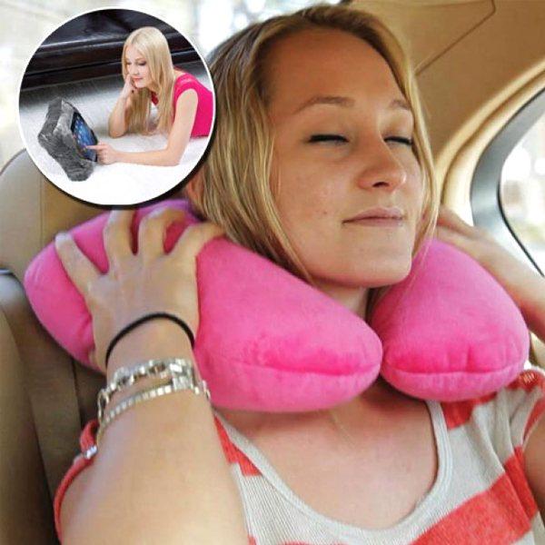 3-in-1 Multifunctional Travel Pillow And Tablet Holder - Assorted Colours