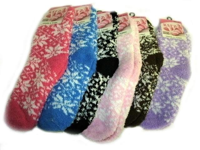 Winter Fluffy Snowflakes Socks - 3 Pack