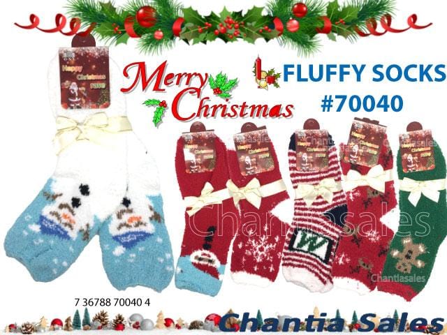 Fluffy Winter Christmas Socks - 6 Pairs - SET B