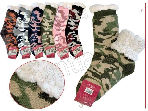 Non-Skid Sherpa Lined Thermal Socks -  Camo