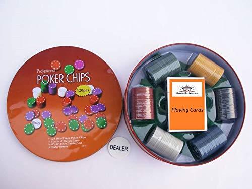 PROFESSIONAL POKER CHIPS  - 120 Dual-Toned Poker Chips