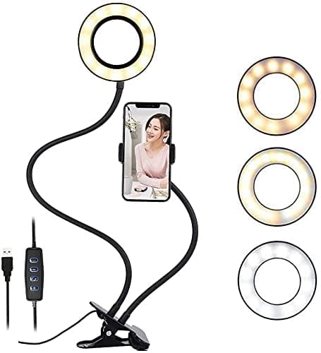 Universal Selfie Studio Vlogging Clip-On  Selfie Ring Light with 10 Brightness Modes