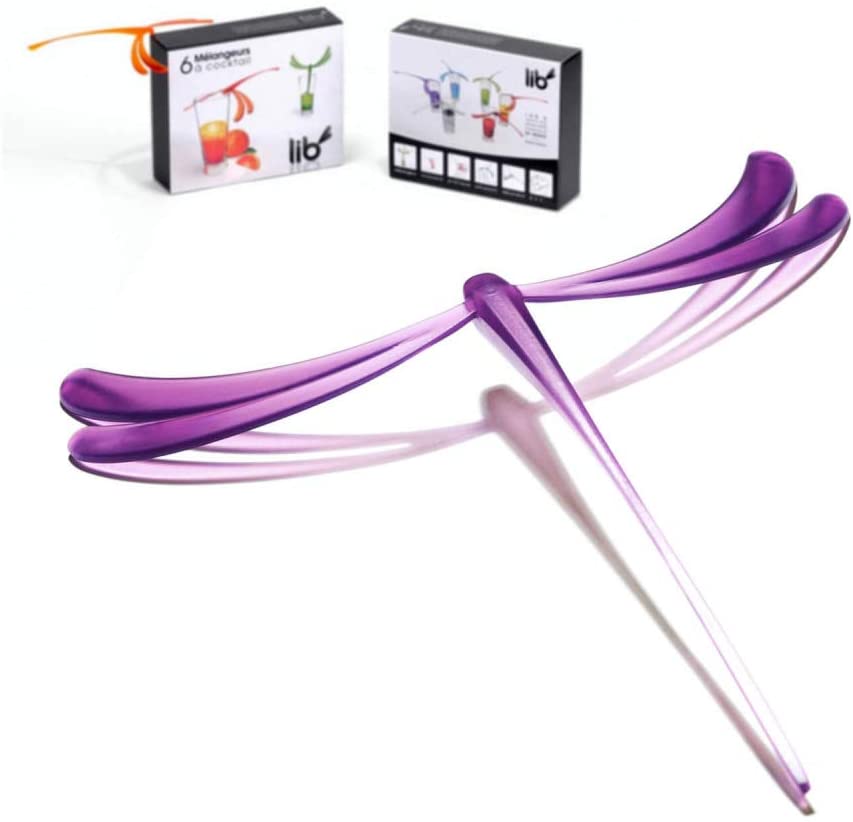 Magical Dragonfly Set of 6 Multicolor Cocktail Stirrers