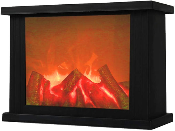 Flame Effect Fireplace Display Flameless Portable LED Lantern - Battery Operated