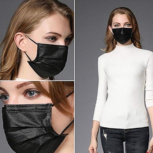 Black 3 Ply Disposable Facemasks