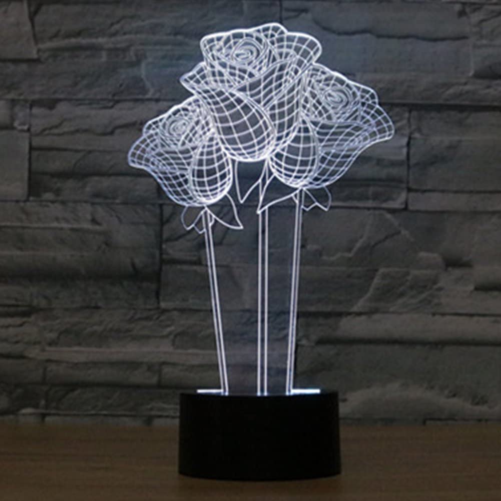 3D LED Lamp - 3 Roses