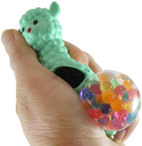 Alpaca With Beads Squish Ball - 4 Assorted Colours