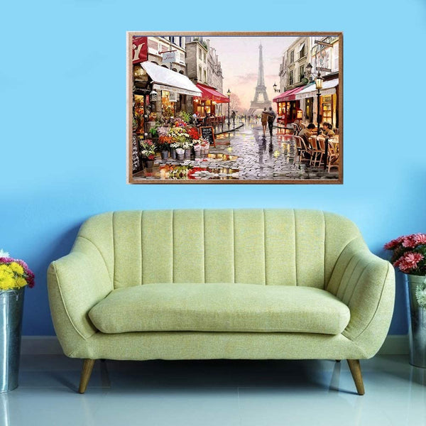 "EIFFEL TOWER AND MARKET" -  1000 Pieces Jigsaw Puzzle