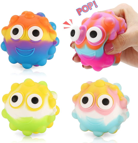 4 Pack 3D Fidget Eye Popping Squeeze Ball Light Up