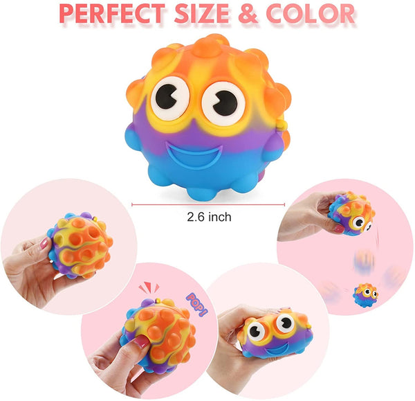 4 Pack 3D Fidget Eye Popping Squeeze Ball Light Up